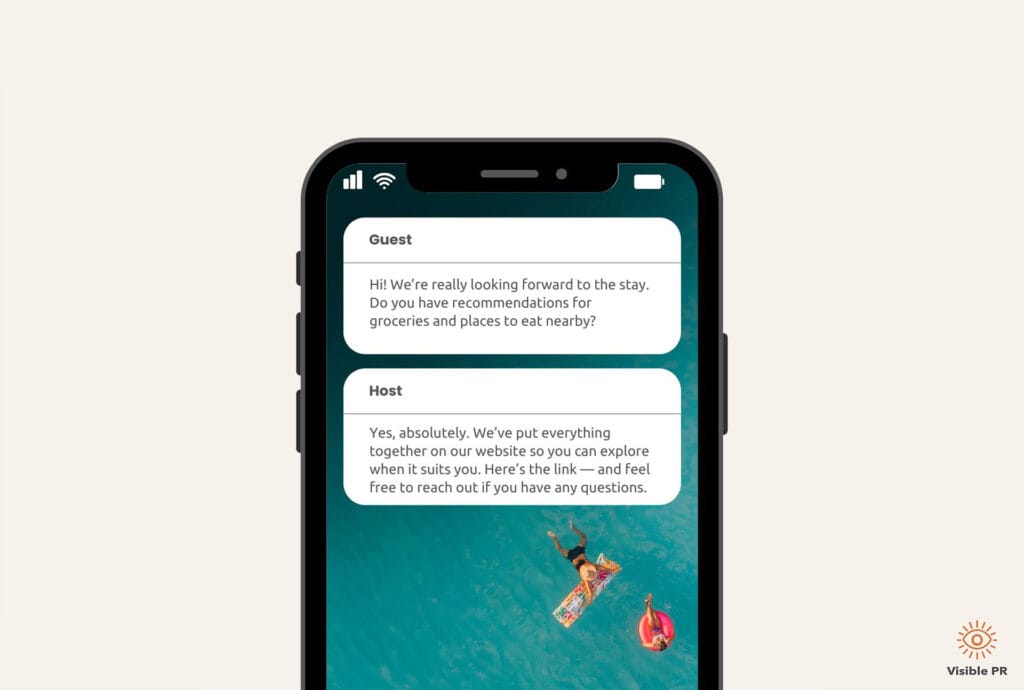 Airbnb host replying to a guest message with a link to a website for post-booking information