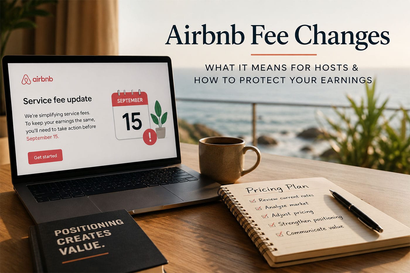 Airbnb host reviewing pricing strategy after the Airbnb service fee update to maintain earnings and improve listing positioning.