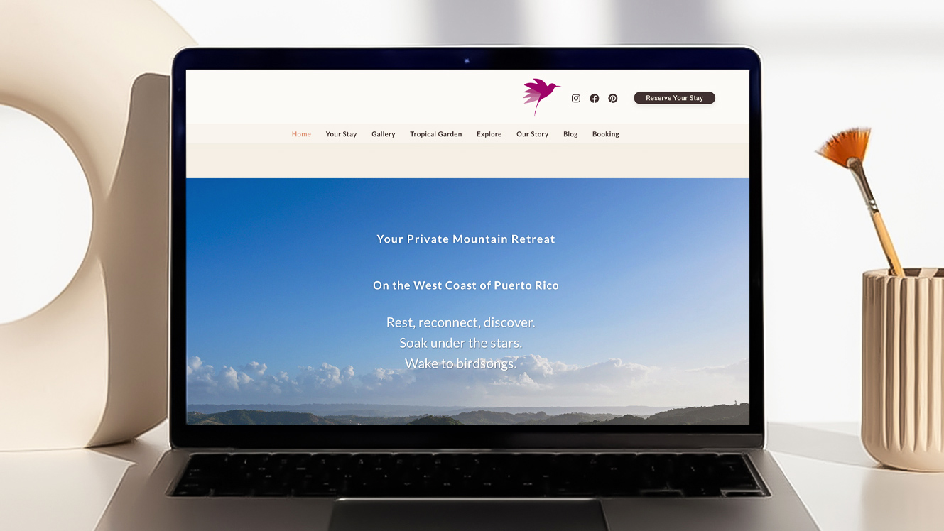 Hacienda Eterna Primavera website redesign by Visible PR on a laptop mockup