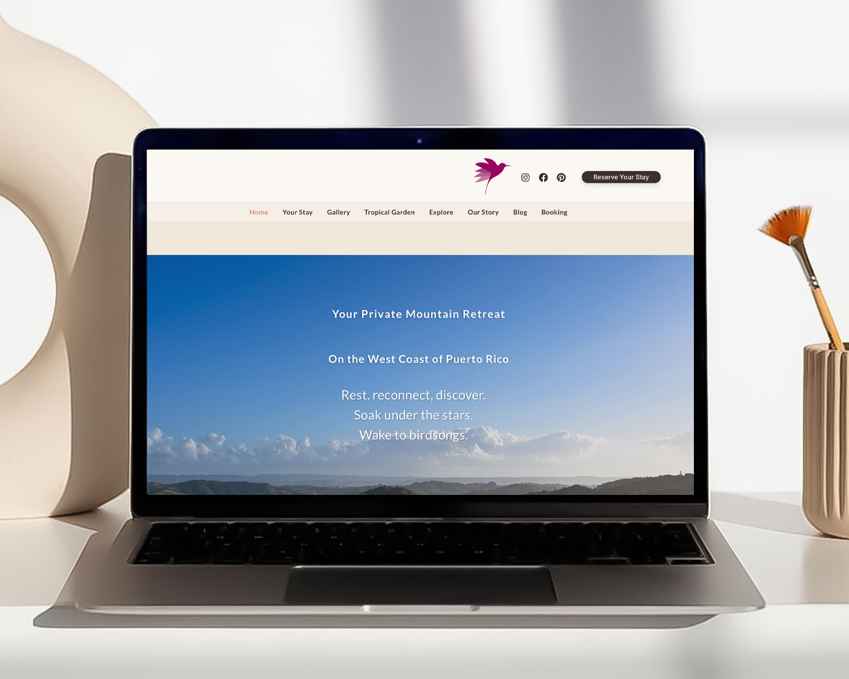 Hacienda Eterna Primavera website redesign by Visible PR on a laptop mockup